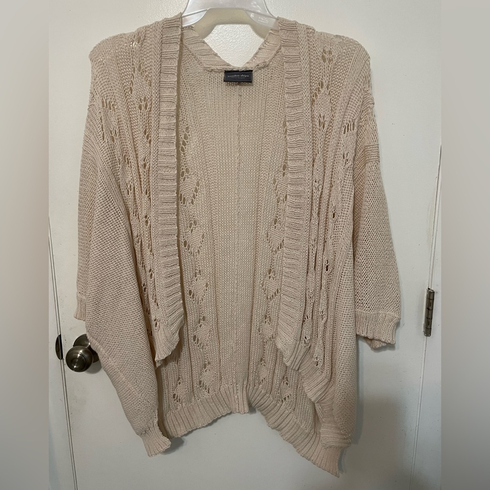 Wooden ships by Paola Buendia Oatmeal loose knit open front drop sleeve Cardigan